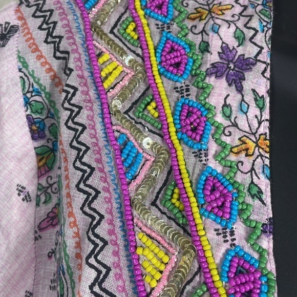 (E1) Debbie Katz, embroidered dress with stones and sequins, 100% cotton, size S - Picture 3 of 12